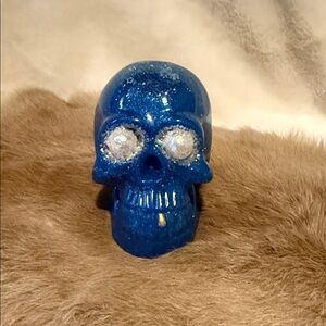 Blue Glitter Skull Decor 4”